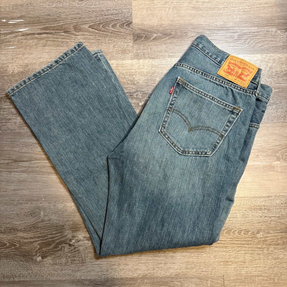 Levis 559 Relaxed Straight Jeans Mens 34x32 Medium Wash Blue Denim 559-0211